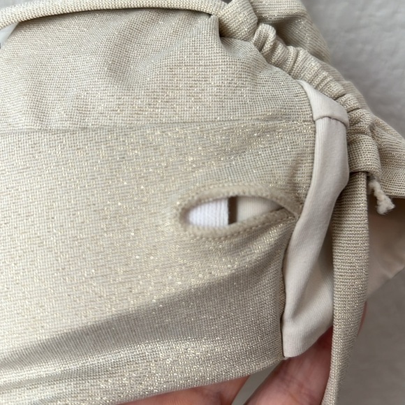 L*SPACE Ringo Shimmer Bikini Top In Bone Size XL - Picture 9 of 10